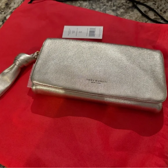 Tory Burch White Gold Clutch - Picture 2 of 6
